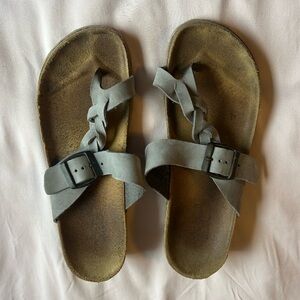 Mila Paoli Italian Gray Braided Leather Wedge Sandals – Size 7